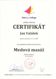 medova masaz certifikat jan valasek